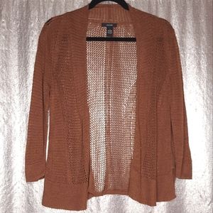 Alfani EUC Linen Blend Open Front Cardigan - rich chocolate brown